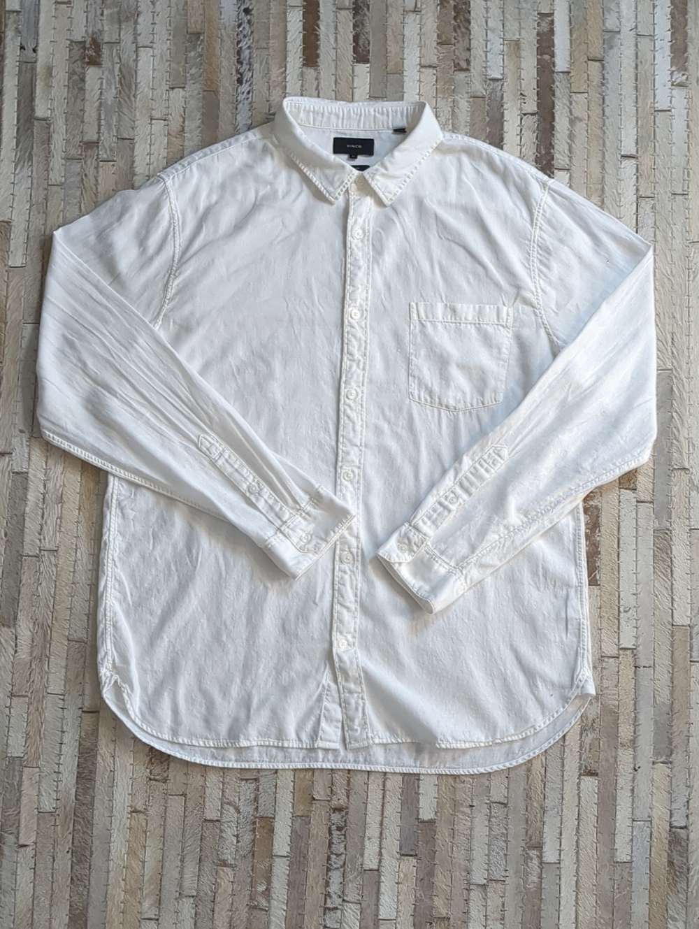 Vince Men's XL Premium Italian Cotton White Classic Fit Button Down Shirt